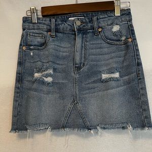 Classic Distressed Jean Mini Skirt